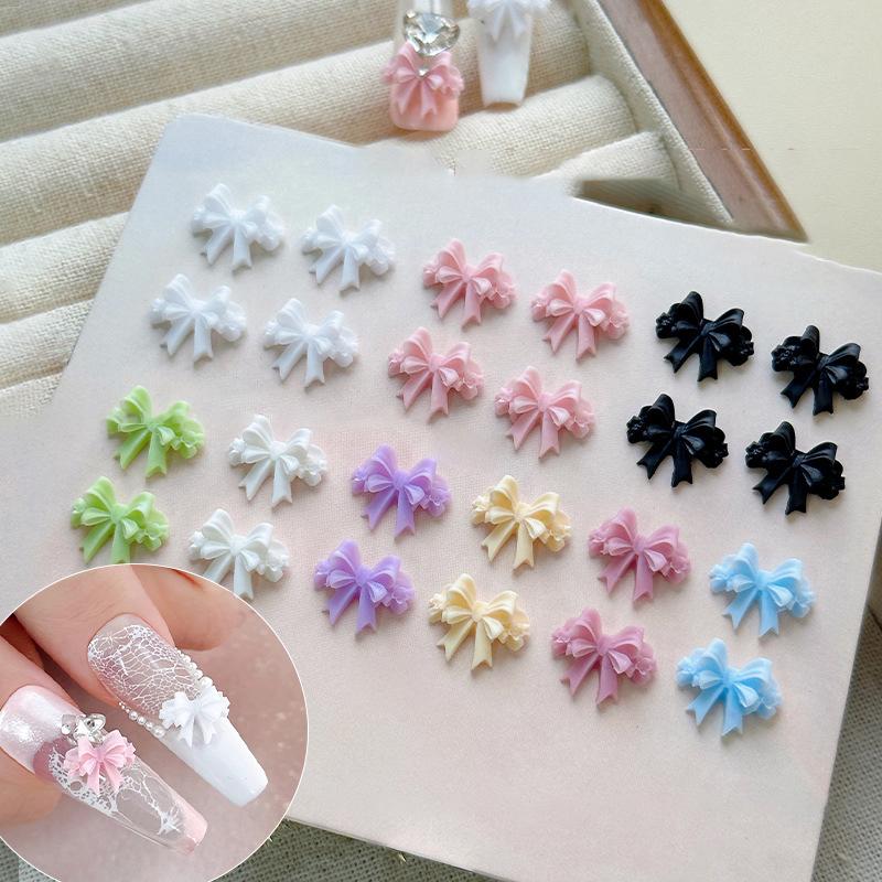 30 Pcs Ribbon Bow Nail Charms Parts Nail Art Tie Decoration Kawaii Accessories Manicure Design Supplies