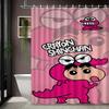Crayon Shin-Chan Funny Character Scene 2D Print Waterproof Shower Curtain, Blue Bathroom Decor With Hooks