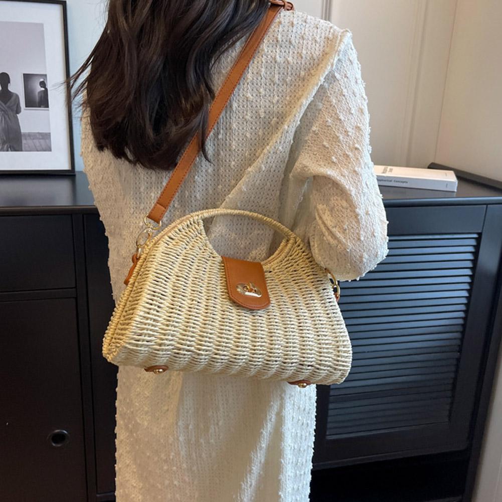 Women Crossbody Bags Summer Woven Shell Female Holiday Straw Handmade Casual Lady Elegant Tote D8W1