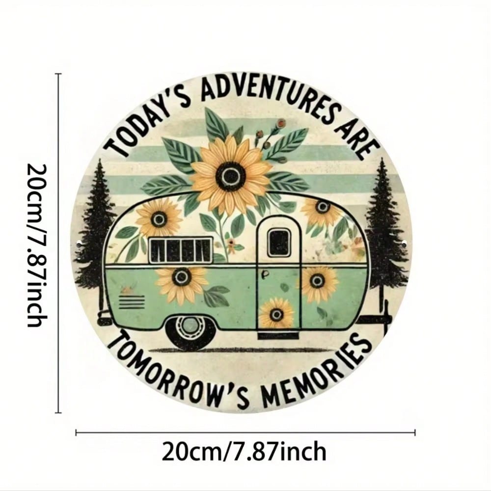 Vintage Camper Van Tin Sign Adventure Memories Rustic Metal Wall Decor TYA14020-20X20CM разноцветный