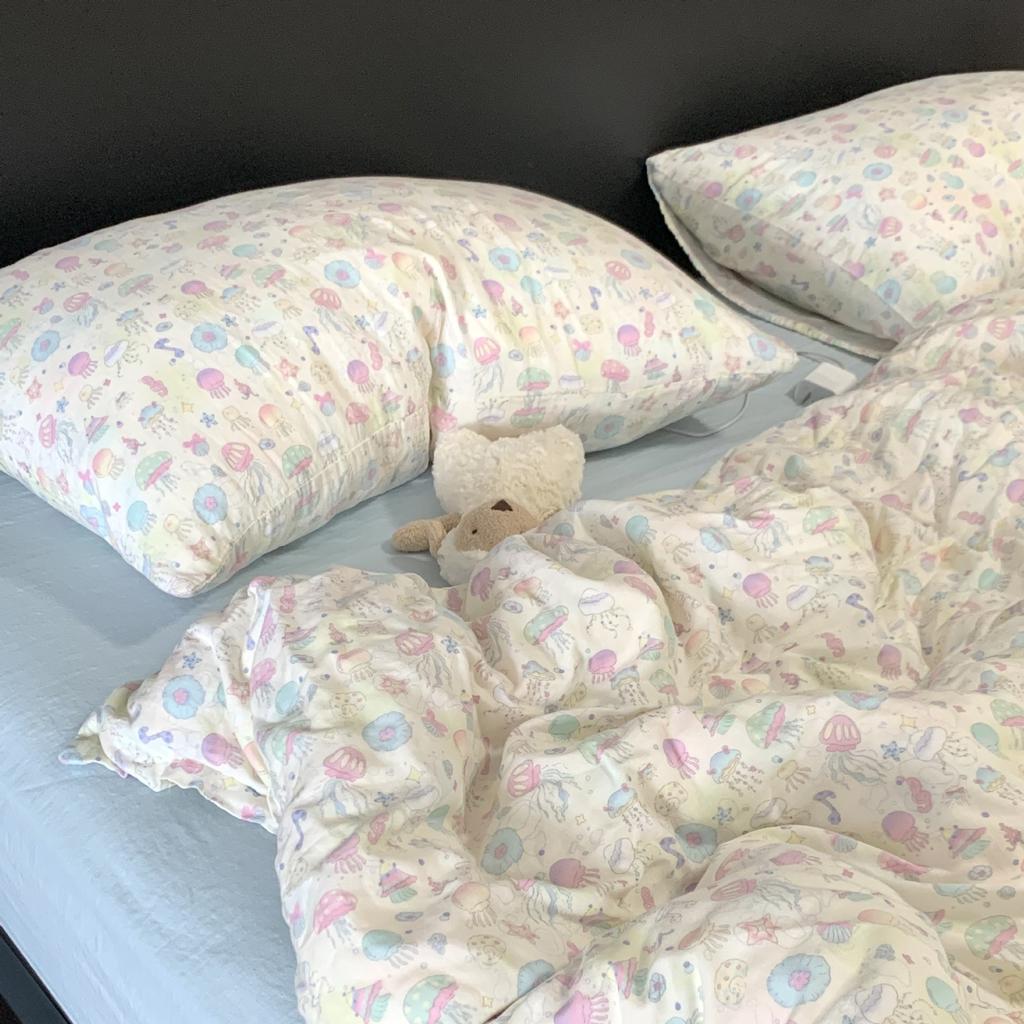 Live Broadcast Explosion Class A Maternal And Infant Grade Cotton Pure Cotton Double-Layer Yarn 4-Pcs Set Student Children'S Dormitory 3Pc Quilt Cover