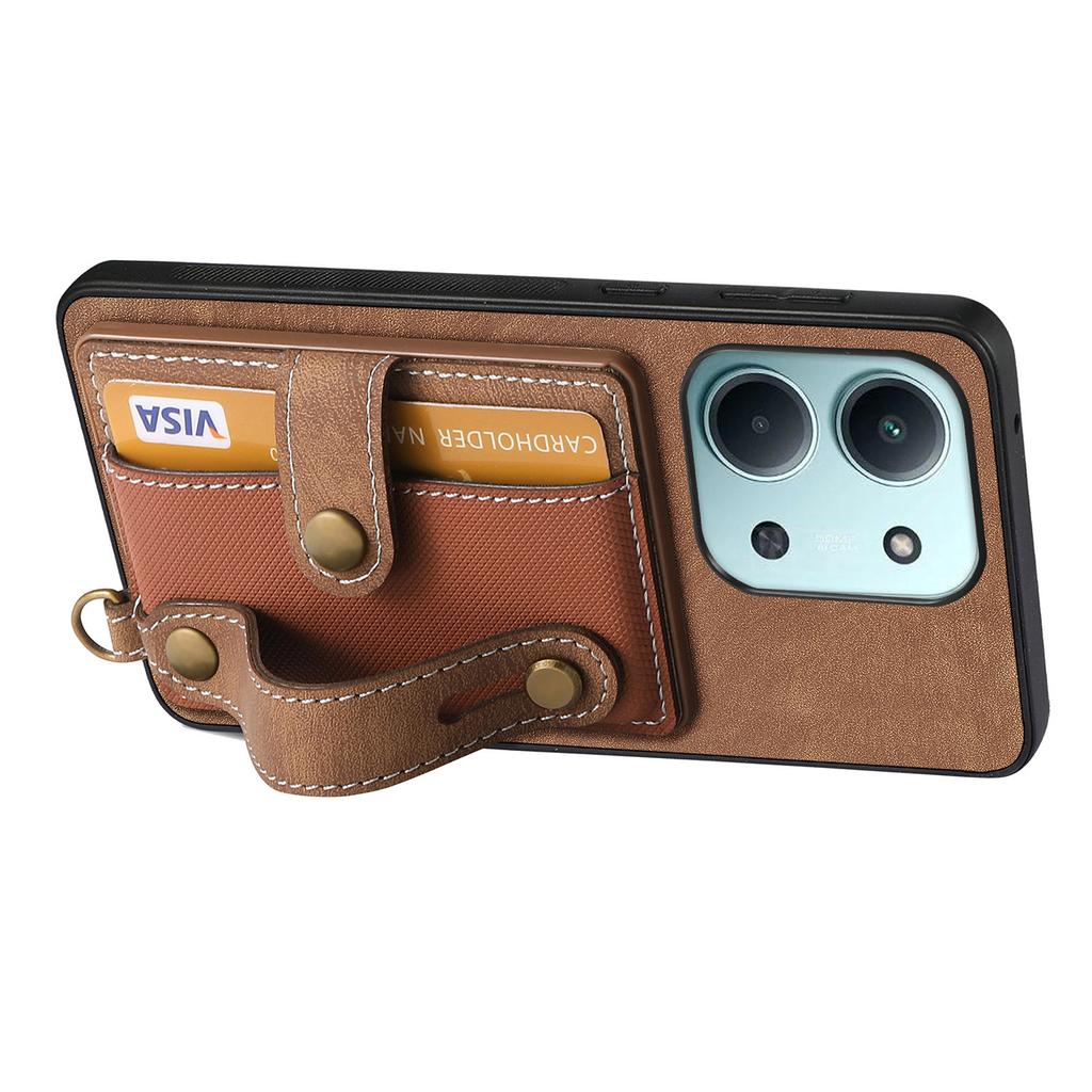 Retro PU Leather Case for Xiaomi Poco C85 4G (171mm)/Redmi 15C 4G (Global) (171mm) Phone Cover with Card Holder/Wristband Kickstand