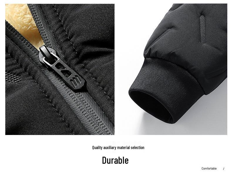 2024 Lammwolljacke für Männer mittleren Alters und ältere Herren, Verdickte Außenbekleidung mit Samt für Herbst/Winter