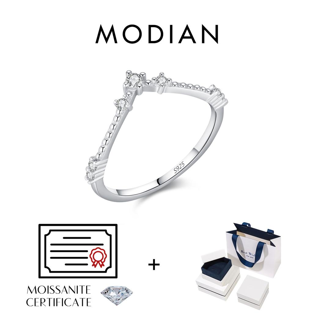 MODIAN D Moissanite Rings 925 Silver Exquisite Arrow Thin Finger Sparkling Rings For Women Wedding Fine Jewelry