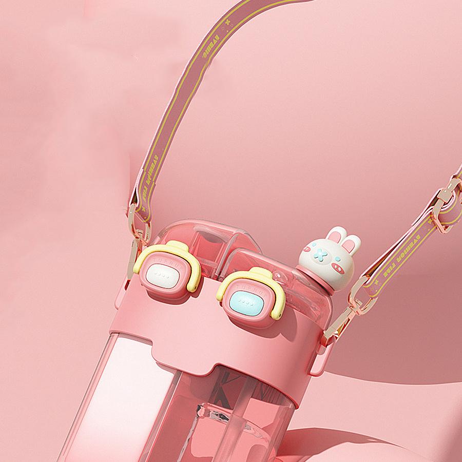 1pc 17.92/26.37oz Portable Leakproof Double Drink Water Bottle with Straw and Strap for School, Sports, and Travel - Stay Hydrated On the Go!