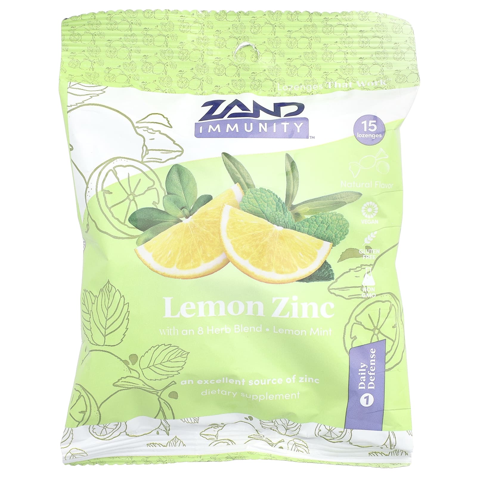 

Immunity™, Lemon Zinc & Herb Blend 8, Lemon Mint, 15 Lozenges
