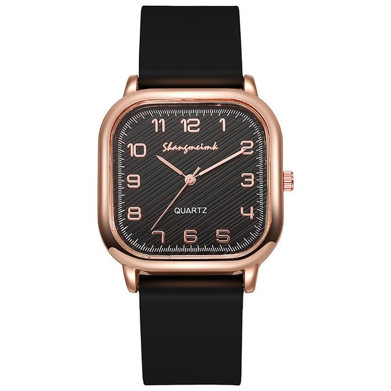 Fashion Silicone Strap Quartz Watch For Women With Mineral Glass And Square Face