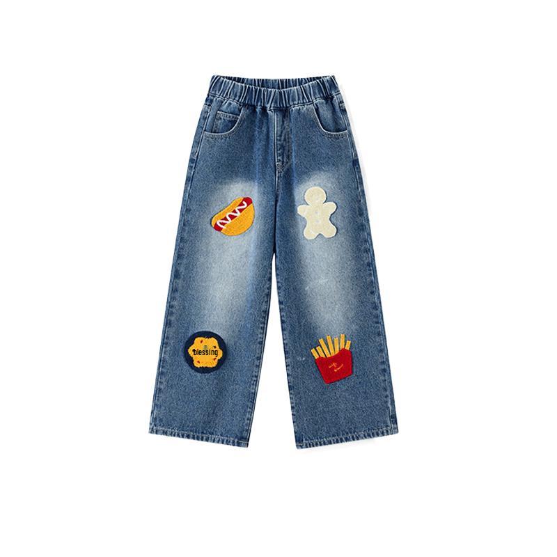 ASK JUNIOR Girls Towel Embroidery Denim Jeans 150