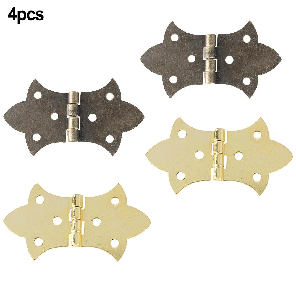 4 Stück Metall-Blumenband Scharnier Antik Bronze/Gold Holzbox Schrank Kleiderschrank Tür Anschlagsscharniere Möbelbeschläge 57*31mm