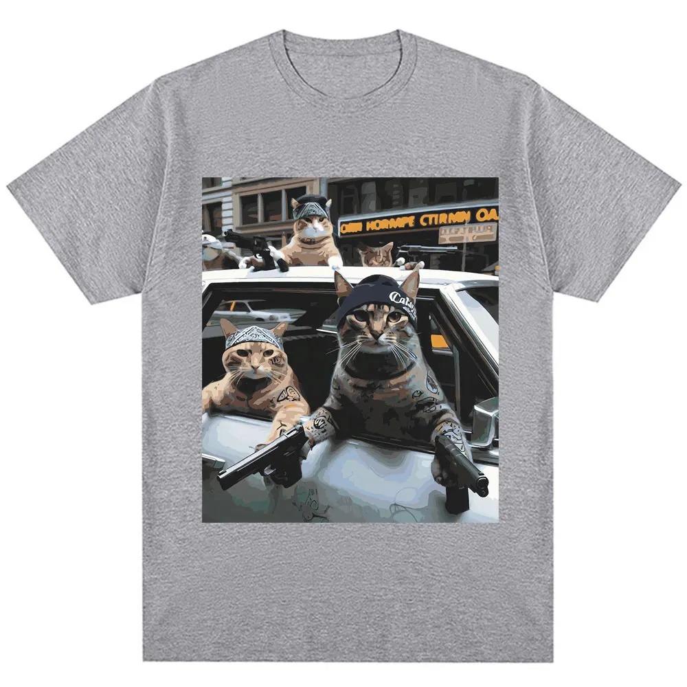 Tricou grafic amuzant cu meme pisici, vintage, inedit, la modă, pentru bărbați, femei, cu mânecă scurtă, supradimensionat, din bumbac, casual, tricouri, streetwear