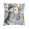 Colorful Cats Painting Pillow Case Home Decorative Kawaii Kitty Cushion Cover Throw Pillow For Car Double-Sided Printing