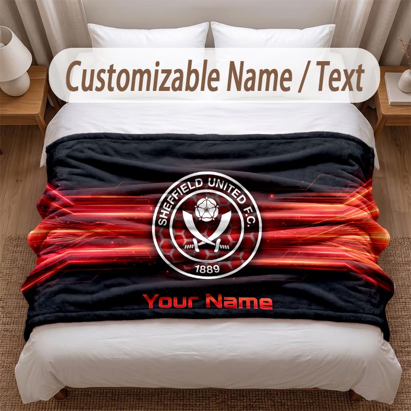 Sheffield United FC Spausduotas flanelinis pledas Su pasirinktu vardu Tekstas Minkštas šiltas užklotas Miegamajam Šventinė dovana