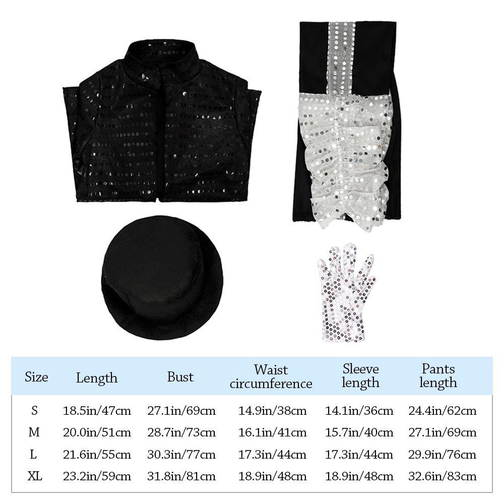 Role-Play Billie Jean Cosplay Clothes Carnival Party Black Suit Dance Costume  Kids Boys Girls