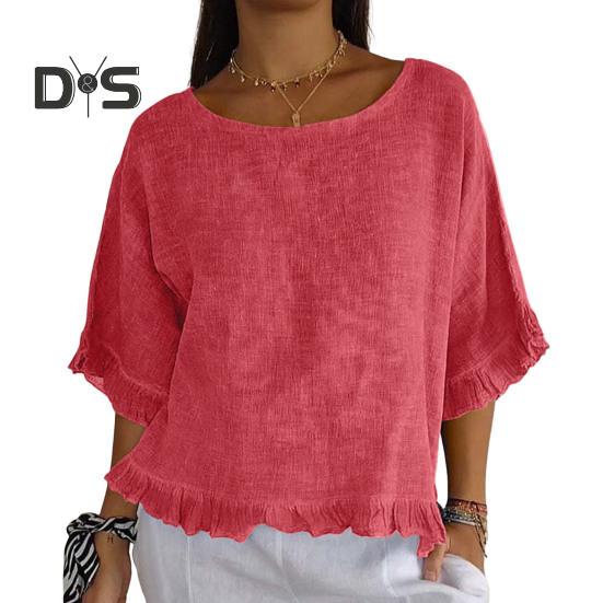 

Женская блузка с коротким рукавом, весна-лето, круглый вырез, повседневная свободная рубашка-пуловер для повседневного офиса, вечеринки, путешествия XXL арбуз красный