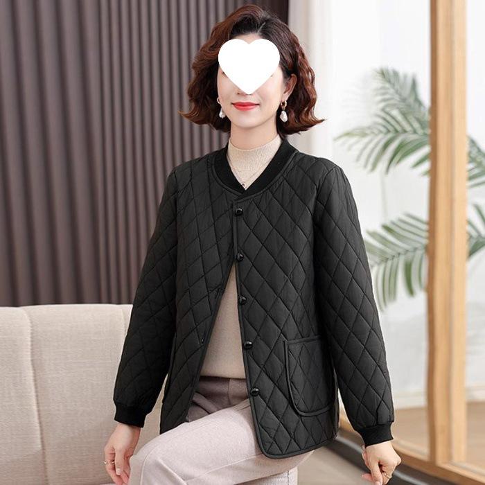 

New Year Red Chinese Style Cotton Jacket for Middle-Aged Women - Warm and Stylish XL (110-120 lbs) чёрный