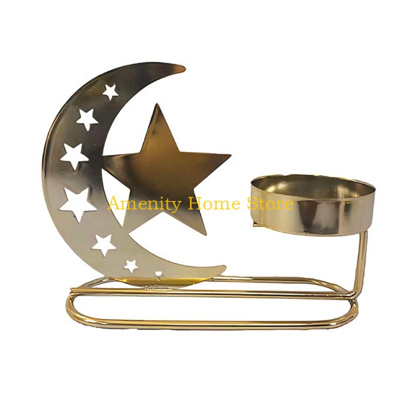 

F26C Eid Mubarak Decorations Moon Stand Candlestick Moon Holders