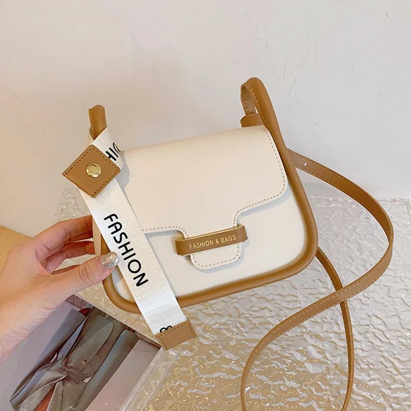 Contrasting Saddle Crossbody Bag for Women Versatile Shoulder Bag Feminine Fashion Retro Designer Luxury