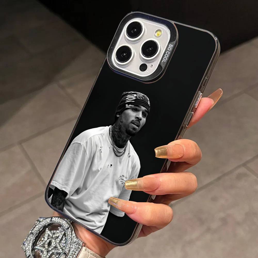 Chris B-Brown Phone Case For iPhone 17,16,15,14,13,12,11 Plus,Pro Max,XS,Colorful Silver Phone case Funda Cover
