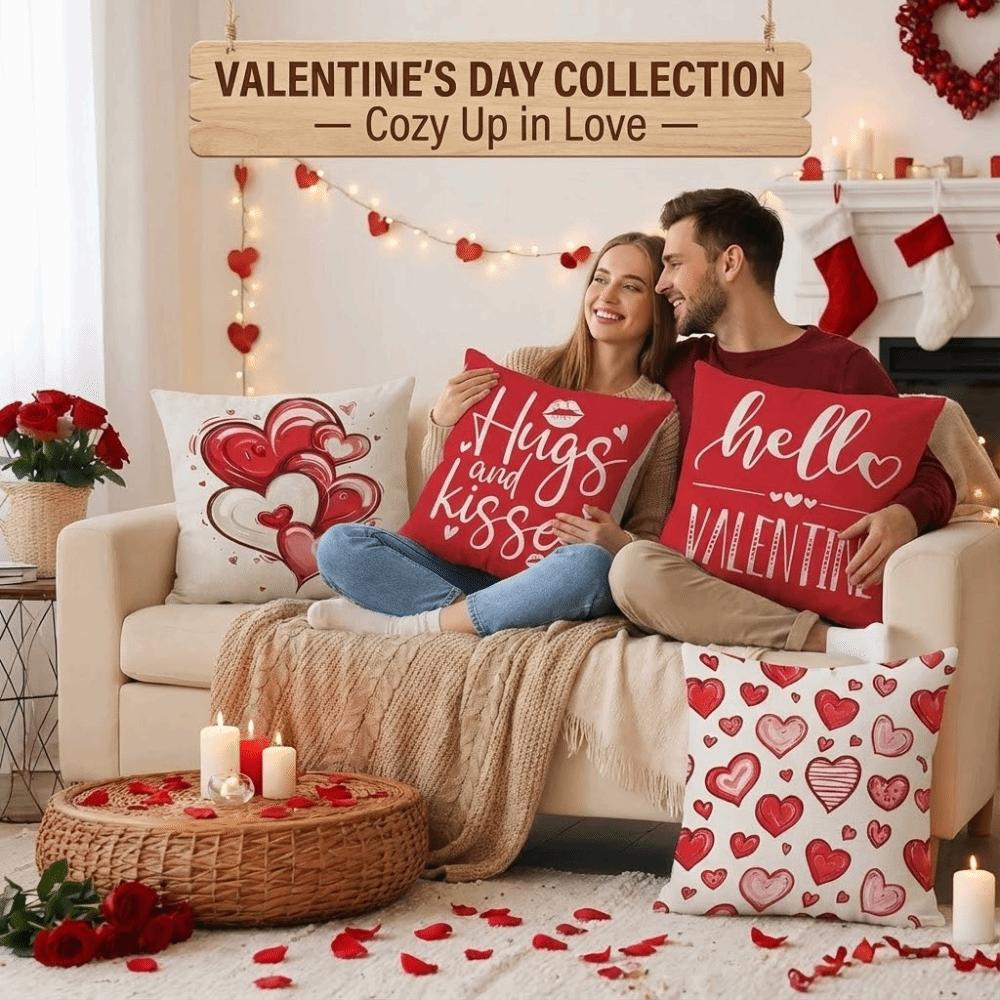 Red Valentine's Day Cushion Cover 45*45cm Throw Pillow Cover Decorative Pillowcase  Home Decor