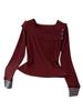Women's Korean Style Slimming Thermal Long-Sleeve Casual T-Shirt, 2025 Autumn/Winter Collection