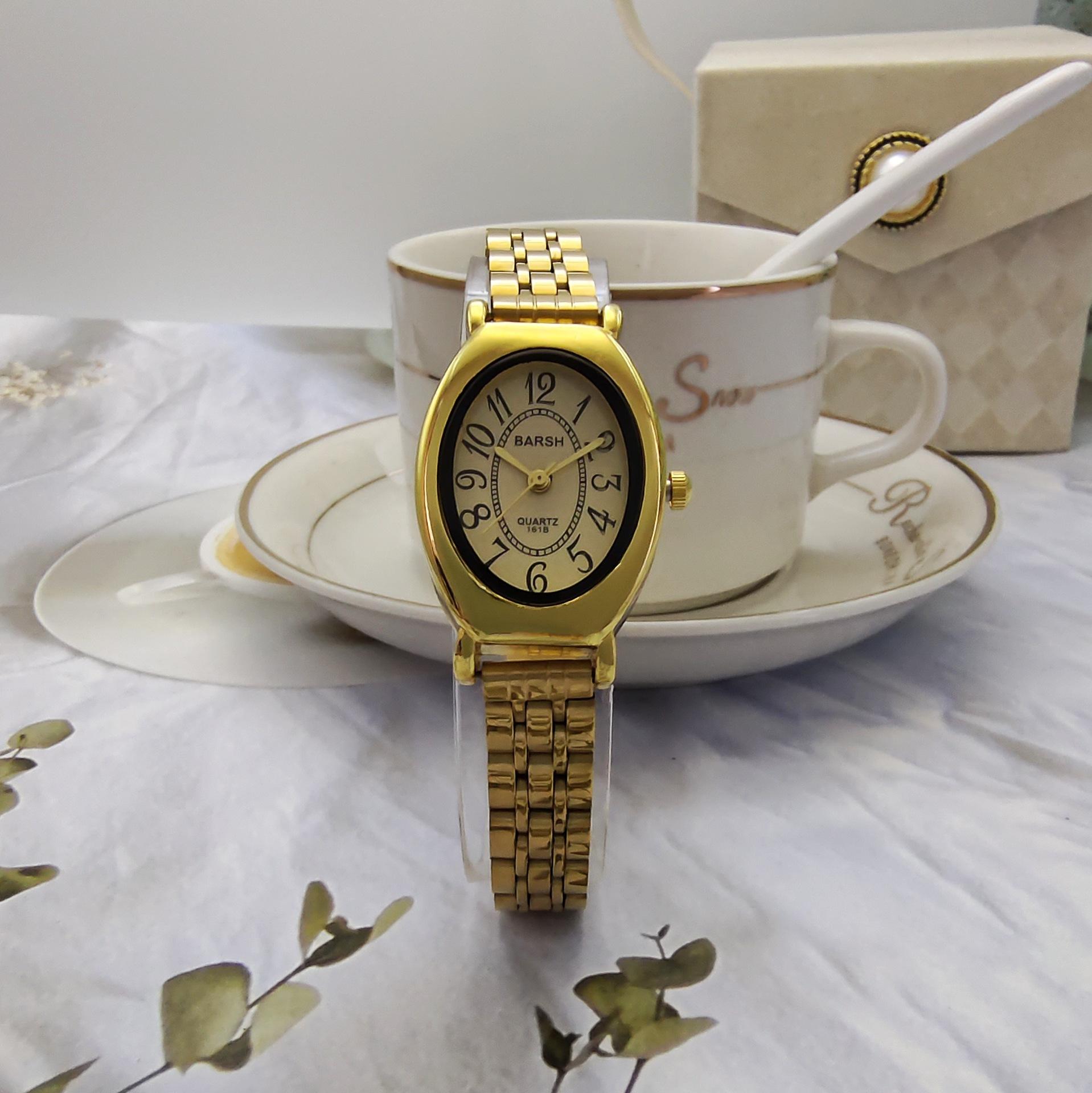 

Модные женские кварцевые часы золотых цветов с овальным циферблатом, ретро-женские наручные часы из нержавеющей стали, дропшиппинг, Reloj De Mujer