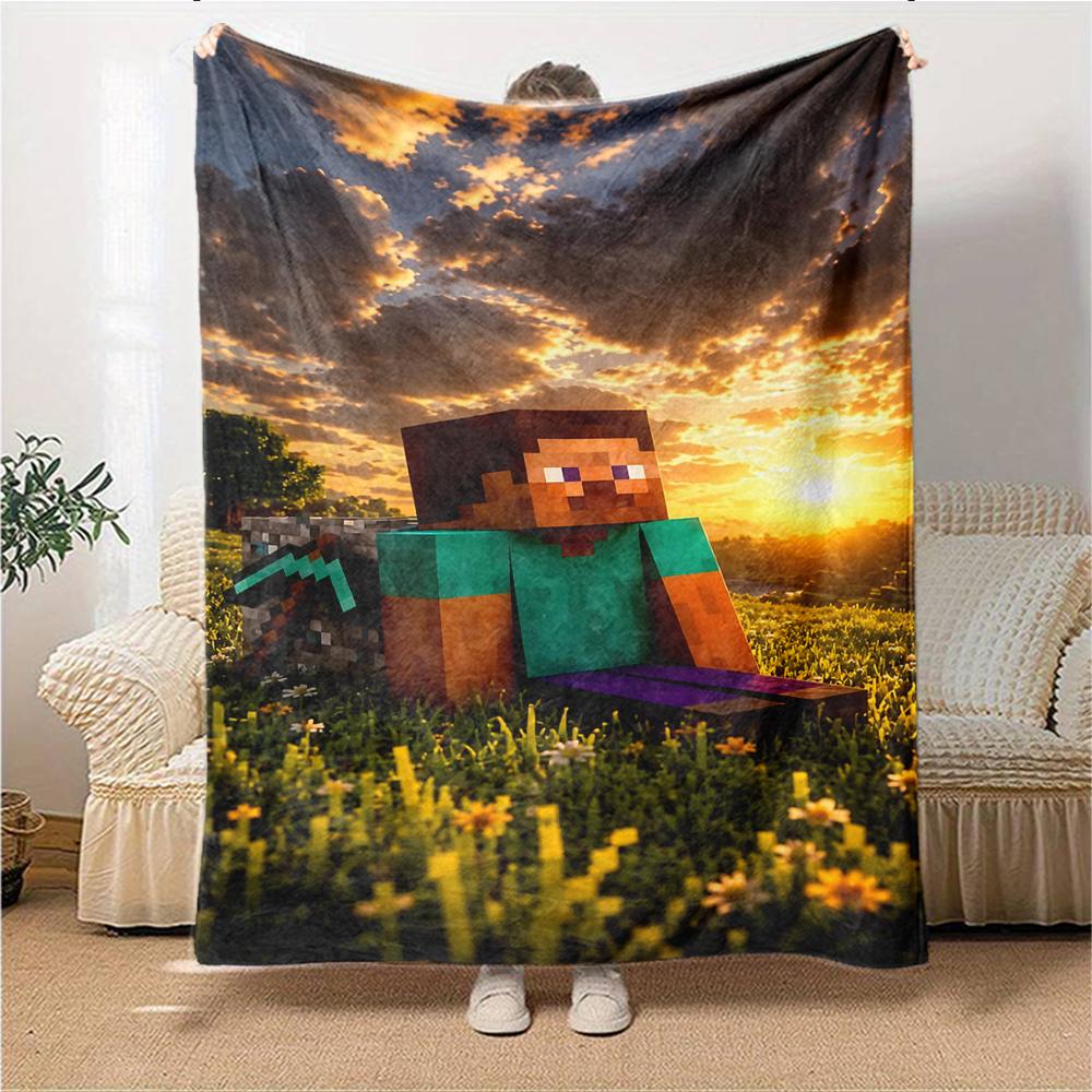 Minecraft Sunset Adventure Blanket Soft Throw Blanket For Home Bedroom Bed Sofa Travel Office Solid Christmas Blanket