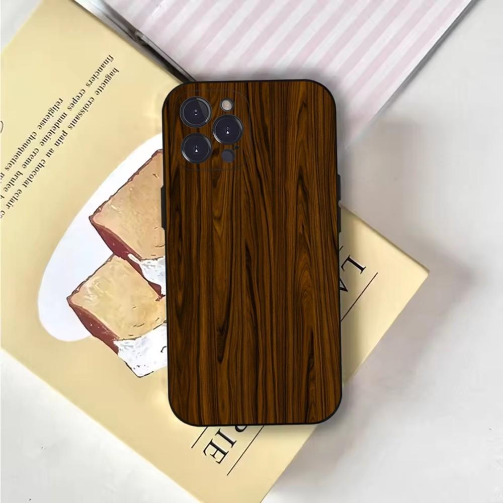 

Natural Wood Phone Case For iPhone 16,15,14,13,12,11,Pro,X,XS,Max,XR,Plus,Mini Soft Black Cover iPhone11
