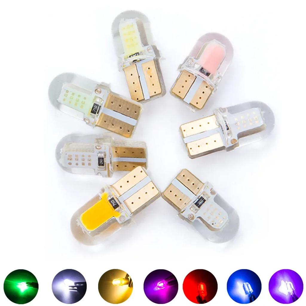 5/40PCS Light Bulbs LED W5W T10 COB 4SMD Led Parking Bulb Auto Wedge Clearance Lamp Canbus Silica Bright White License Amagi