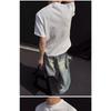 Men's Black Wfle Knit Crew Neck T-Shirt Casual Oversized Short Sleeve Top