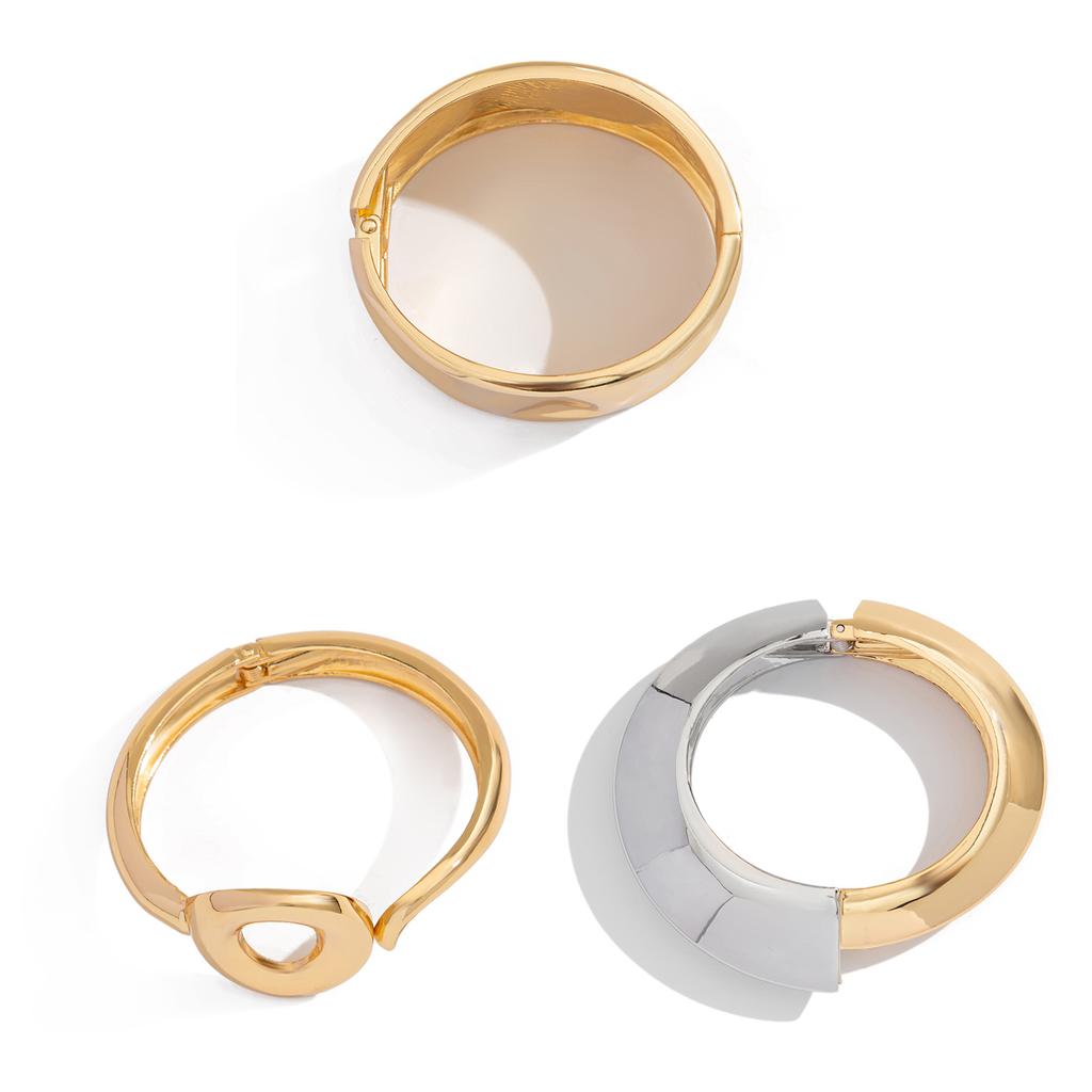PuRui New Creative Design Irregular Geometric Heavy Metal Bangles for Women Trend Punk Hip Hop Open Spring Bracelet Zircon
