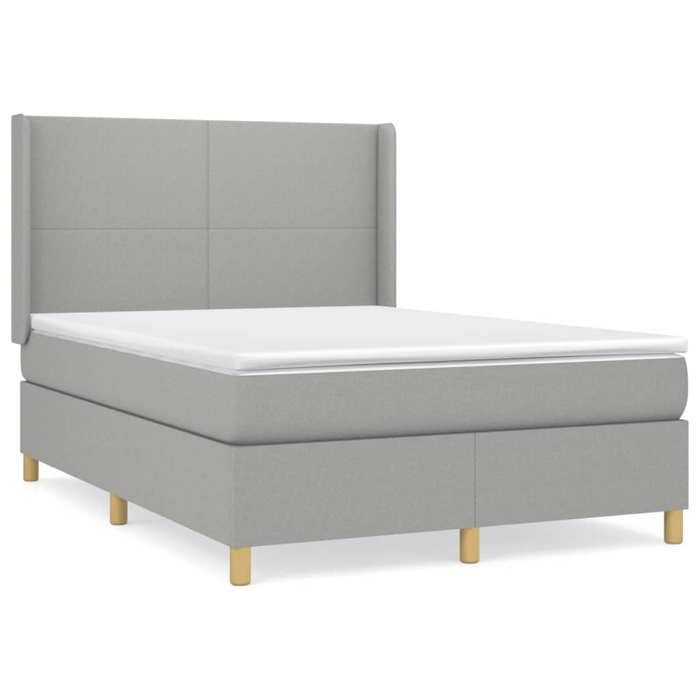 3131833 vidaXL Lit à sommier tapissier avec matelas Gris clair 140x200cm Tissu