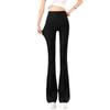 Women's High Waist Black Velvet Bell Bottom Leggings
