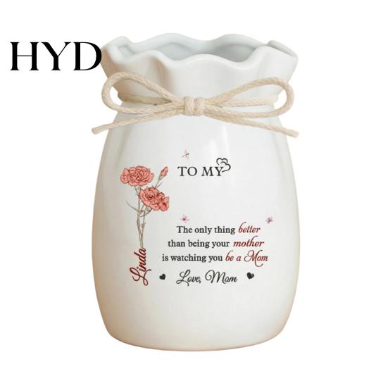 Loving Message Vase Flower with Ribbon to My Daughter Ceramic Dried Mother s Day Birthday Gifts for Daughters from Mom Small белый