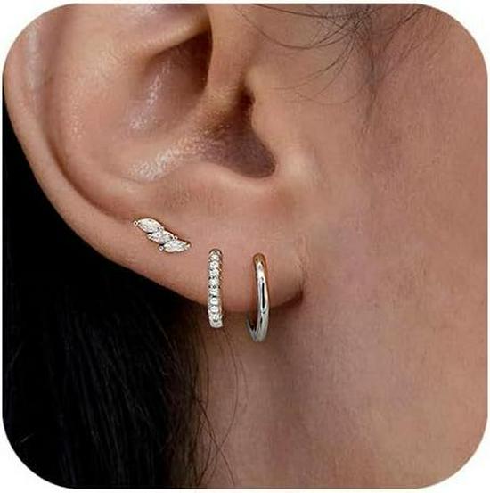 Gold-Plated Brass Hoop Earrings Fashion Set - European & American Design