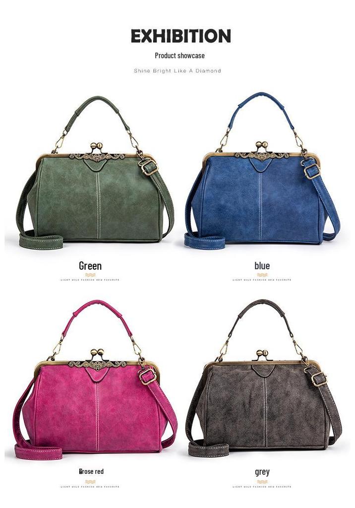 Women's British Retro Frosted Leather Shoulder & Crossbody Bag - Spring/Summer 2026
