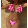 Sexy 3D Flowers Halter High Leg Cut Bikini Women Swimwear Female Swimsuit Two-pieces Bikini Set Bather Bathing Suit Swim