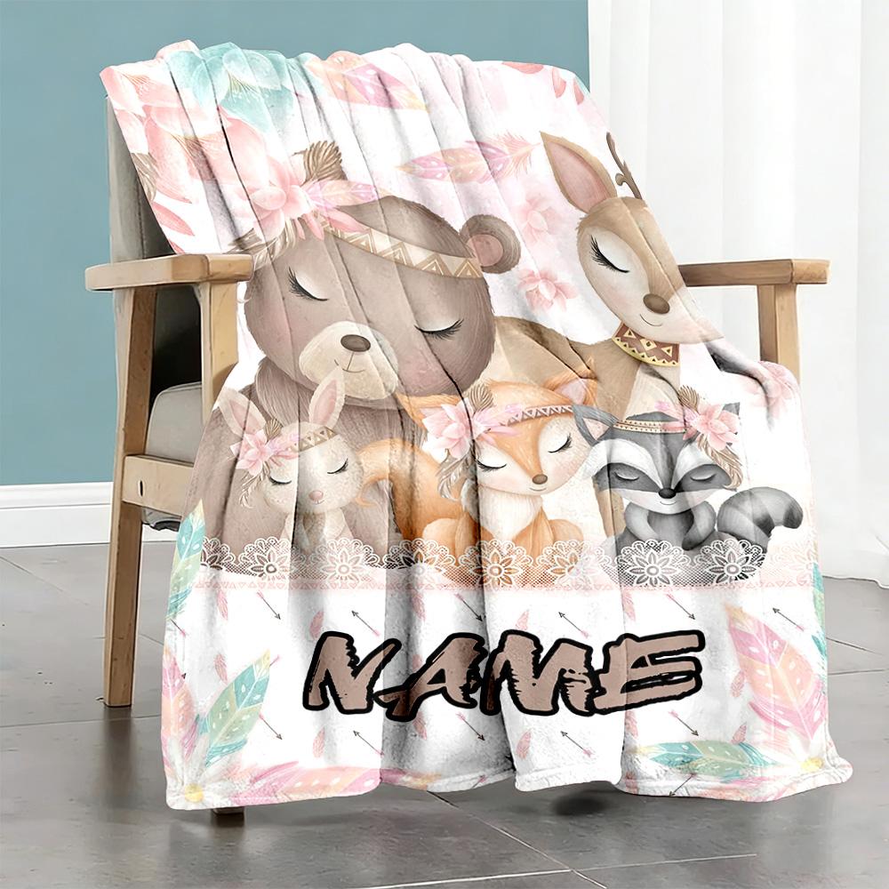 Animal5556 Customize Text Blanket Multi-purpose Customizable Blanket Soft & Cozy for Office Livingroom Living Room Chair Four Seasons Universal