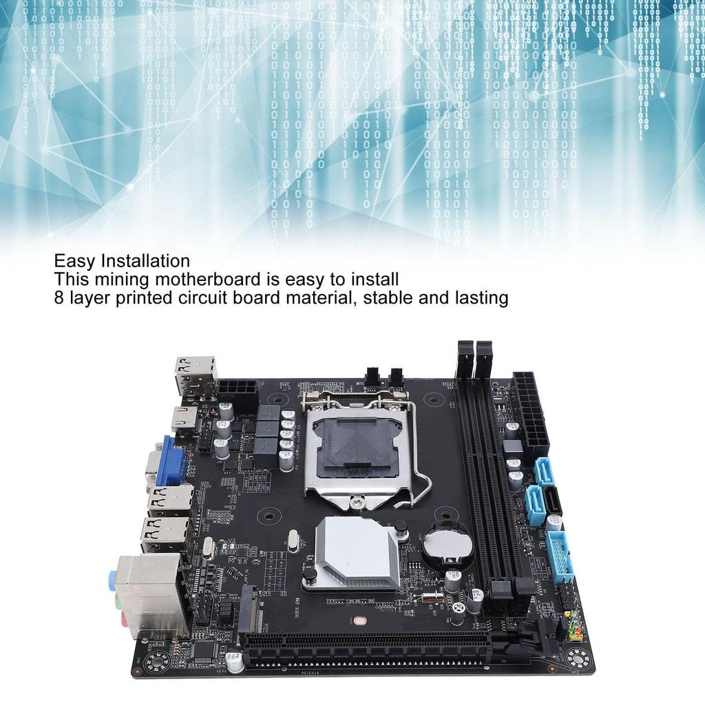 H81M I LGA1150 Computer Motherboard with 16GB DDR3 Memory, NVME M.2 Interface, 3.0, USB 2.0, for Home, Office, and Gaming