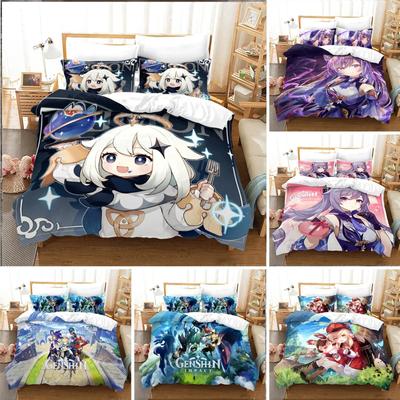 Anime Genshin Impact Paimon Zestaw Pościeli Poszwa na Kołdrę Do Sypialni Pokrowce na Kołdrę Pojedynczy Bliźniaczy Rozmiar King Poszwa na Kołdrę Tekstylia Domowe