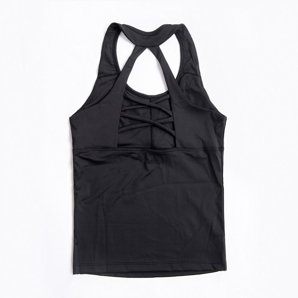 Women's U-shaped Vest Quick-Drying Sleeveless Fitness Running Nude Beauty Back Yoga Vest Female Bodybuilding Tank Top Sports Bra Built-in Chest Pad