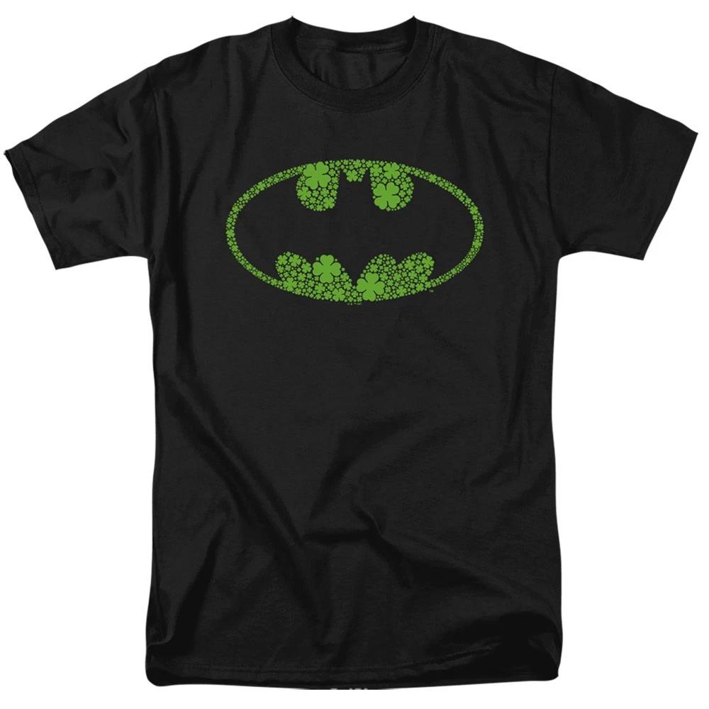DC Comics Batman St. Patrick s Day Shamrock Logo Adult Unisex T-Shirt Black XXL