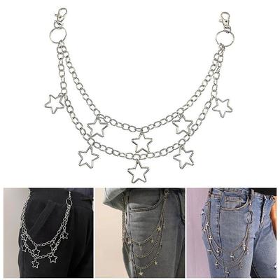 Star Pendant Metal Pants Chain Punk Waist Link Hanging Chain  Jeans Trousers