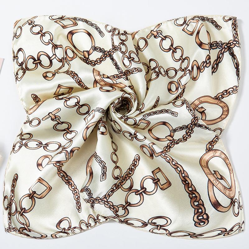 Light Luxury 50Cm Small Square Scarf Chain Printed Silk Scarf Women'S Thin Neck Protection Scarf Cheap Silk Scarf Gift