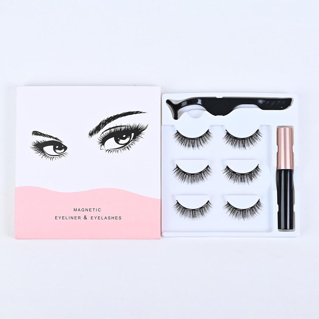 Magnetic Eyelash Set: 3 Pairs with Applicator & Eyeliner, Plus 5 Pairs of Comfortable Multi-Layer False Eyelashes