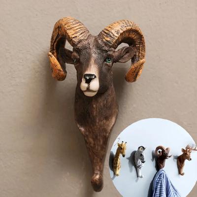 Nuovo Appendiabiti da Parete in Resina Vintage Gancio da Parete Decorazione Domestica da Parete Appendiabiti Animale Stereo