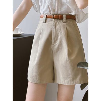 Arbeitsshorts Damen Sommer Hohe Taille Lockere Hose mit weitem Bein Freizeithose