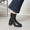 Bottes courtes rehaussantes pour femmes, petits talons hauts, bottes Martin à talon épais, bottines fines à bout carré.