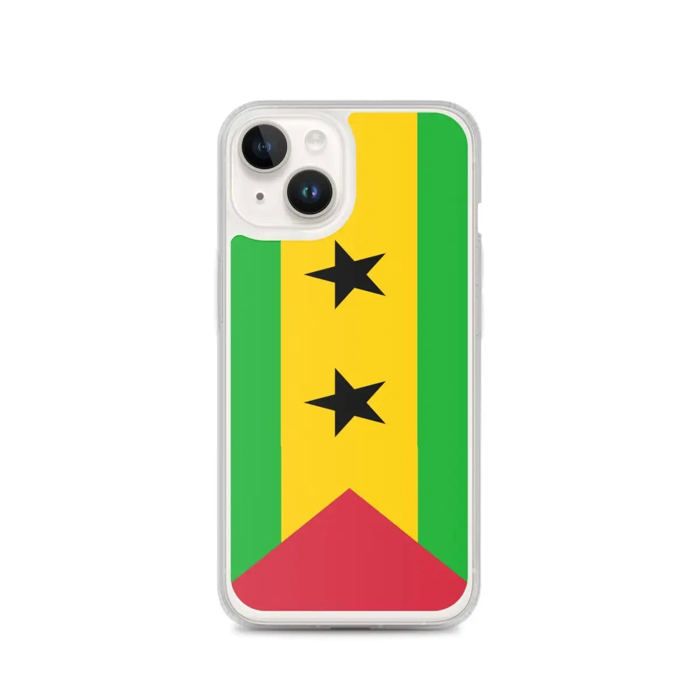 Coque iPhone - Vícebarevný - Drapeau Sao Tomé-et-Principe - Souple - Vertikální - Silikon