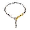 Two Tone Color Choker Necklace for Women Men with Long Chain Charm Pendant Big Cool Necklace Party Jewelry Necklace Bracelet Set
