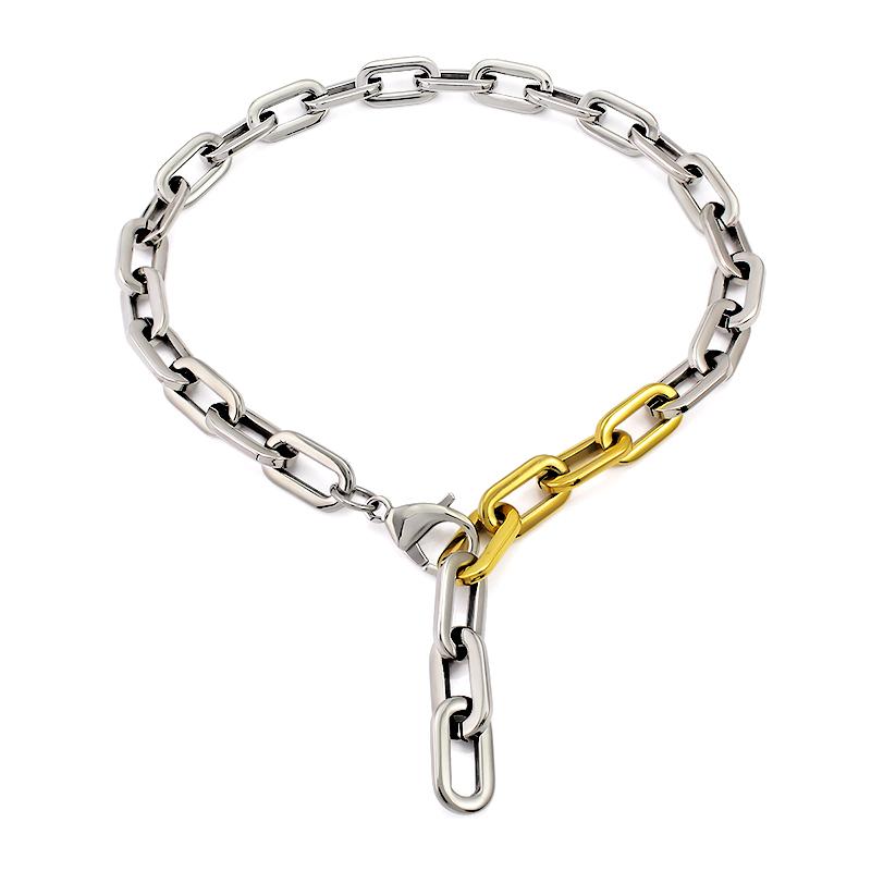 Two Tone Color Choker Necklace for Women Men with Long Chain Charm Pendant Big Cool Necklace Party Jewelry Necklace Bracelet Set